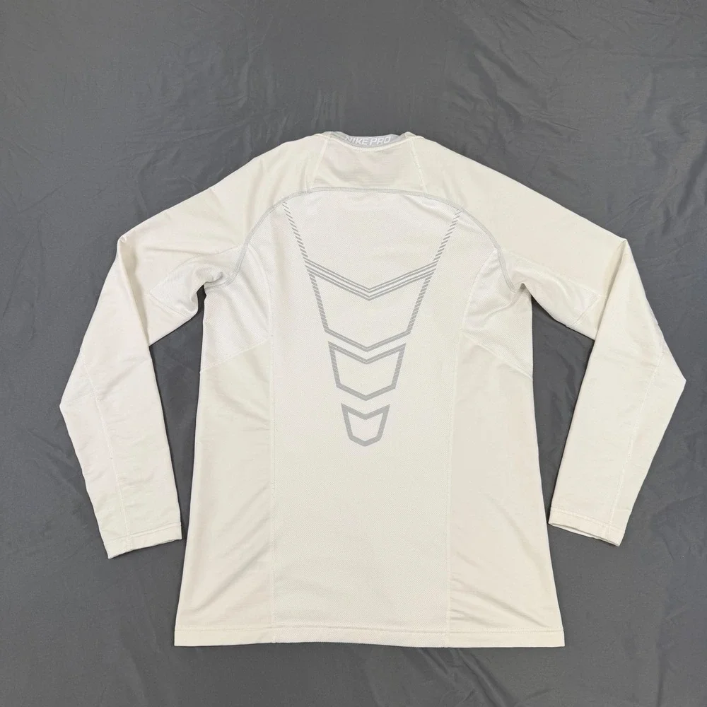 Vtg Nike Pro Dri-FIT Mens L Fitted Long-Sleeve Base Layer Top White 659814-100